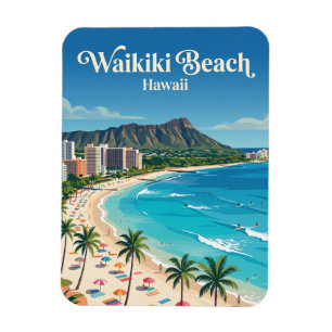 Magnet Flexible Plage de Waikiki Hawaii