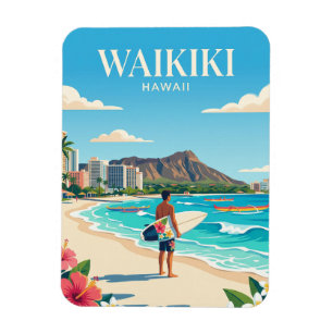 Magnet Flexible Plage de Waikiki, Honolulu Hawaï