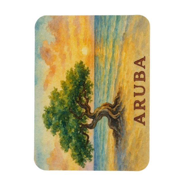 Magnet Flexible Plage Eagle Aruba Divi Tree Heure dorée (Vertical)
