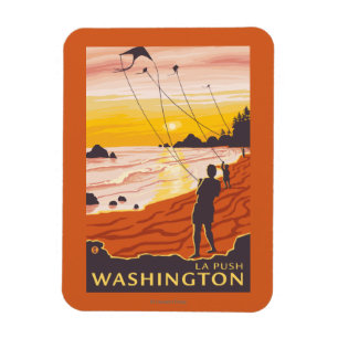 Magnet Flexible Plage et cerfs-volants - poussée de La, Washington