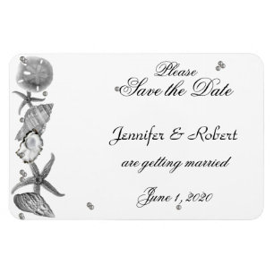 Magnet Flexible Plage glamour en mariage argenté Sauvez la date
