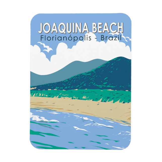 Magnet Flexible Plage Joaquina Brésil Voyage Art Vintage (Vertical)