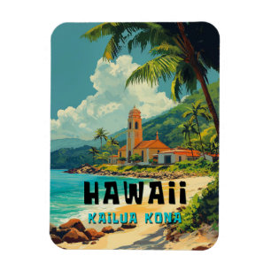 Magnet Flexible Plage vintage de Kailua Kona Hawaii