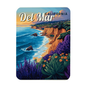 Magnet Flexible Plage Vintage Del Mar California - San Diego