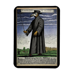Magnet Flexible Plague Doctor - Color Copper Engraving 1656 -