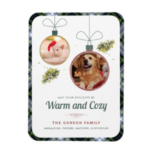 Magnet Flexible Plaid Family Christmas Photos d'animaux de compagn