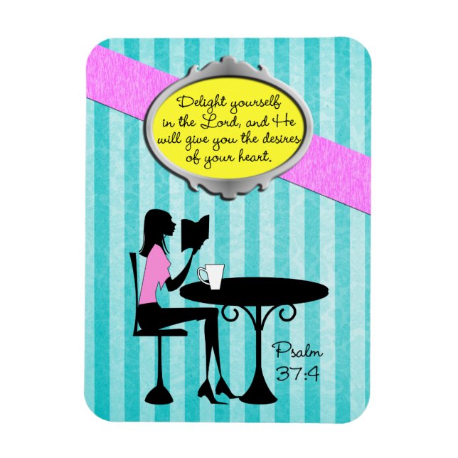 Magnet Flexible Plaisir dans le Seigneur Psaume 37:4 Bible Turquoi (Vertical)