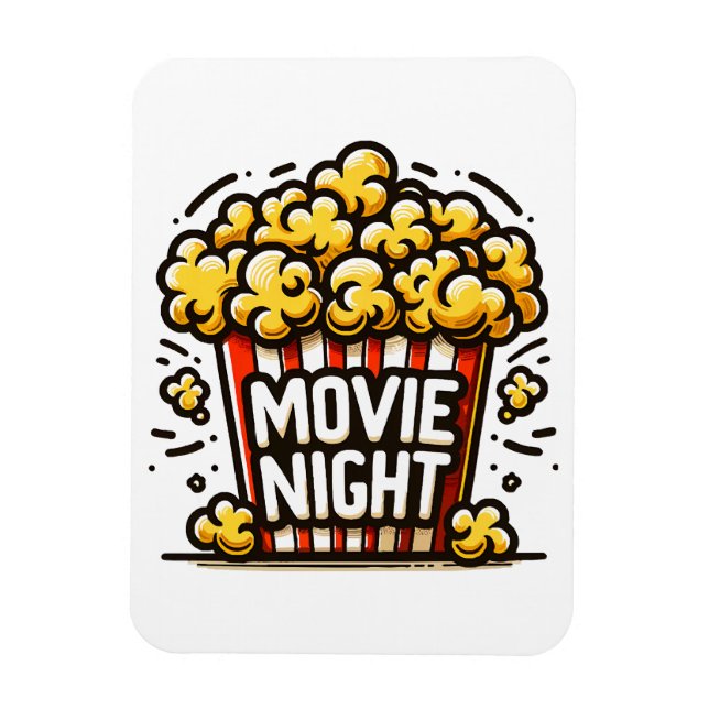 Magnet Flexible Plaisir de soirée cinéma Popcorn ludique (Vertical)