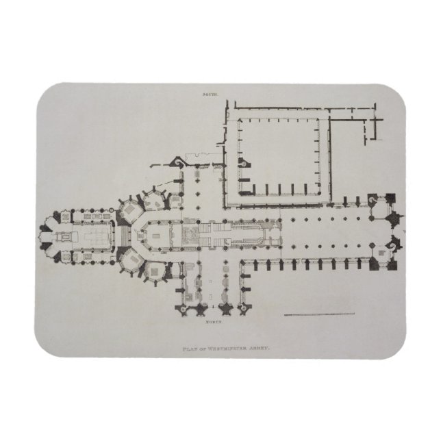 Magnet Flexible Plan de l'abbaye de Westminster, plaque 1 de 'West (Horizontal)