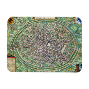 Magnet Flexible Plan de ville de Bruges, de 'Civitates Orbis