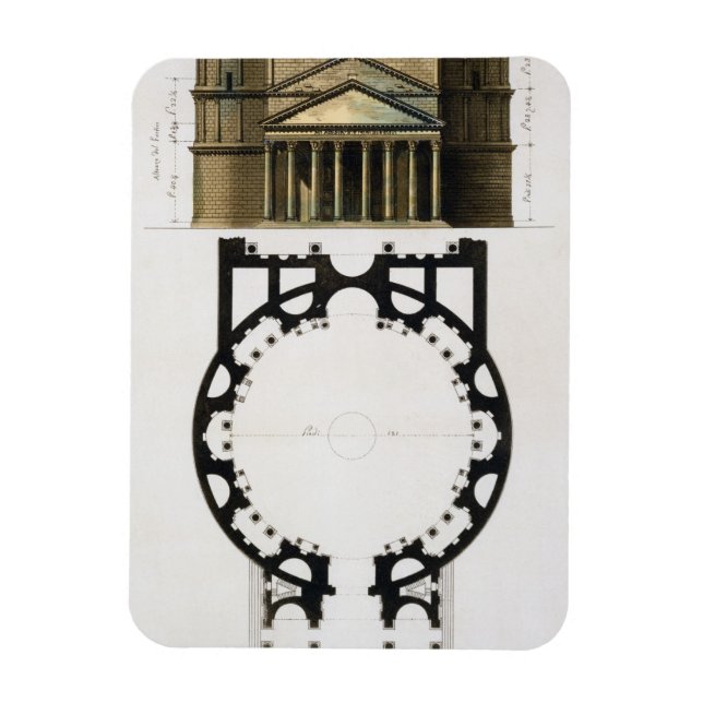 Magnet Flexible Plan du sol et façade du Panthéon, Rome, de (Vertical)