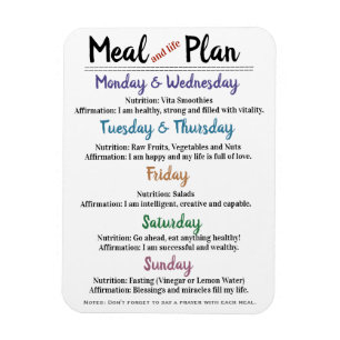 Magnet Flexible Plan repas avec Affirmations