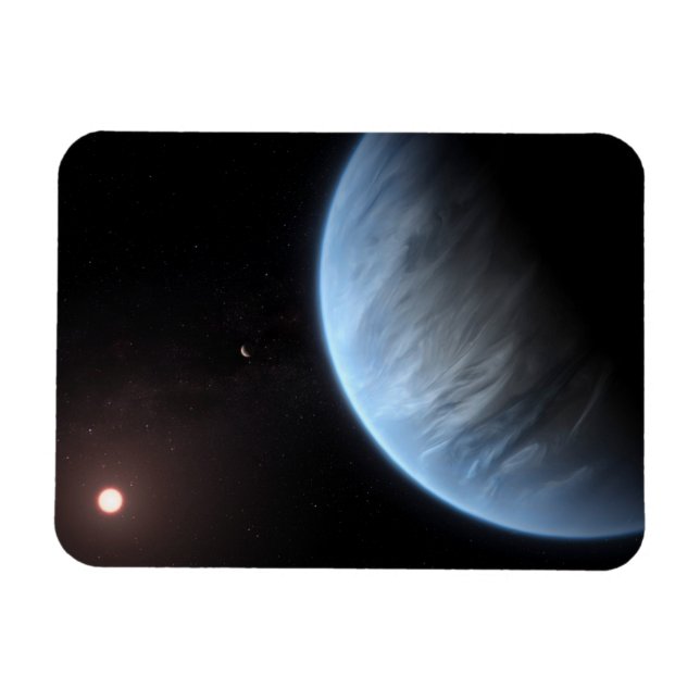 Magnet Flexible Planète K2-18b, Étoile Hôte Et Planète Accompagnan (Horizontal)