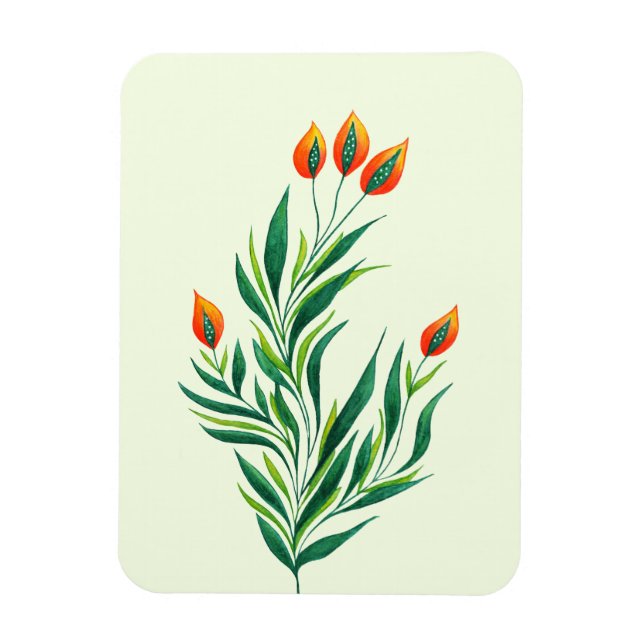 Magnet Flexible Plante de printemps de l'art botanique Abstrait (Vertical)