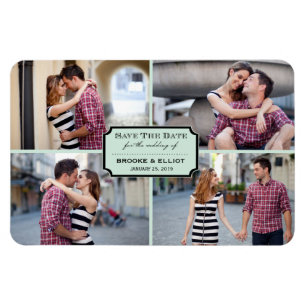 Magnet Flexible Plaque vintage Classique Quatre Photo Enregistrer 