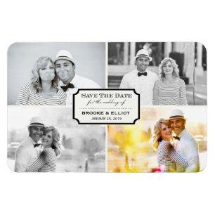 Magnet Flexible Plaque vintage Classique Quatre Photo Enregistrer 