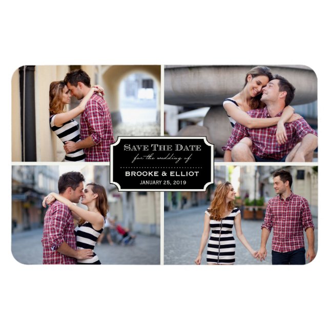 Magnet Flexible Plaque vintage Classique Quatre Photo Enregistrer  (Horizontal)