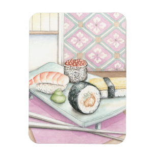 Magnet Flexible Plat des sushi assortis avec des baguettes