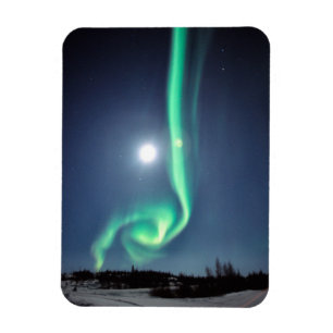 Magnet Flexible Pleine Lune Avec Aurore Yellowknife Canada