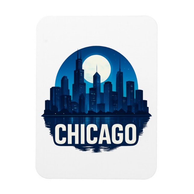 Magnet Flexible Pleine lune Skyline de Chicago (Vertical)