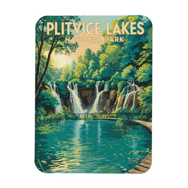 Magnet Flexible Plitvice Lakes National Park Illustration Travel (Vertical)