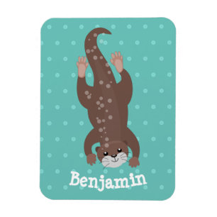 Magnet Flexible Plongée de loutre mignonne sur dessin animé turquo