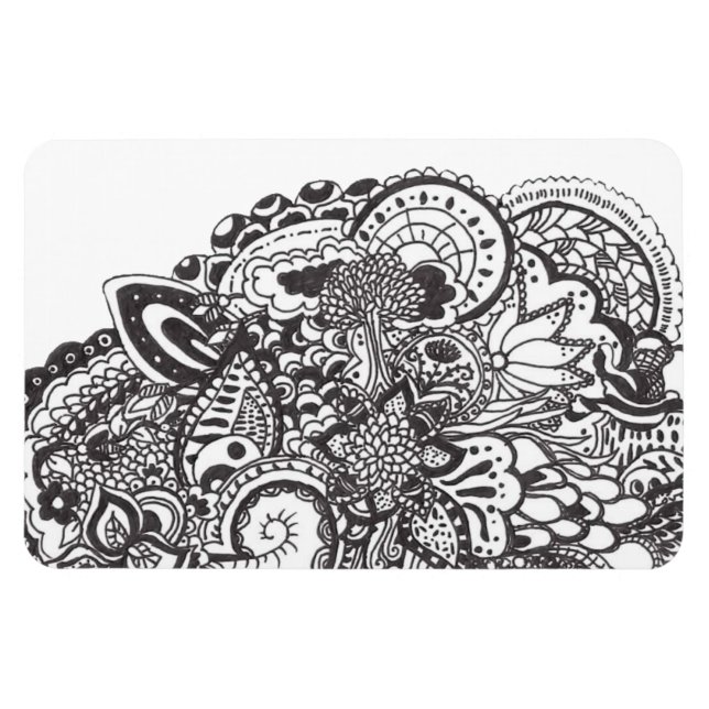 Magnet Flexible plume Abstrait et doodle d'encre (Horizontal)