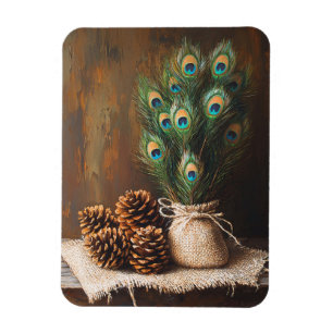 Magnet Flexible Plumes Peacock à vie fixe Pinecones Flexible