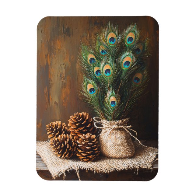 Magnet Flexible Plumes Peacock à vie fixe Pinecones Flexible (Vertical)