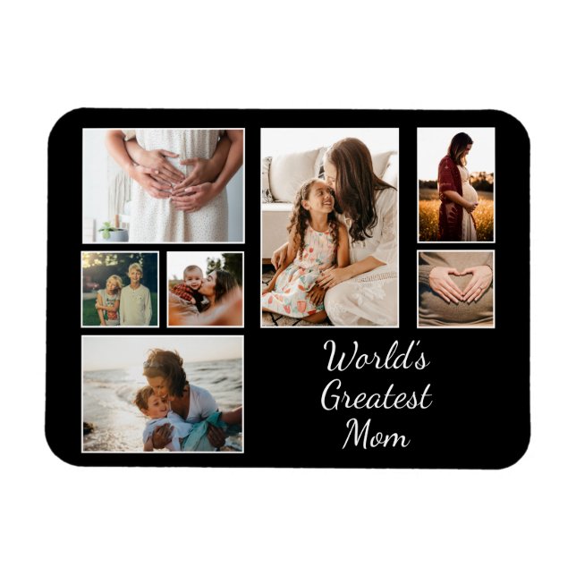 Magnet Flexible Plus grande maman Famille Enfant 7 Photo Collage (Horizontal)
