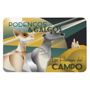 Magnet Flexible Podenco et Galgo style Art déco Vintage