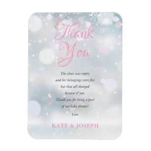 Magnet Flexible Poème de remerciement pour Baby Shower Flocons de 