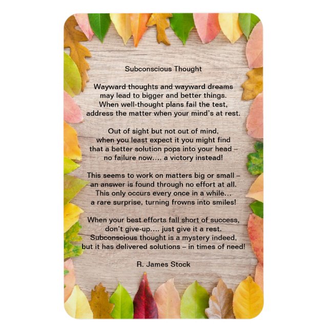 Magnet Flexible Poème "Pensée inconsciente" sur flex 4"x6". aimant (Vertical)