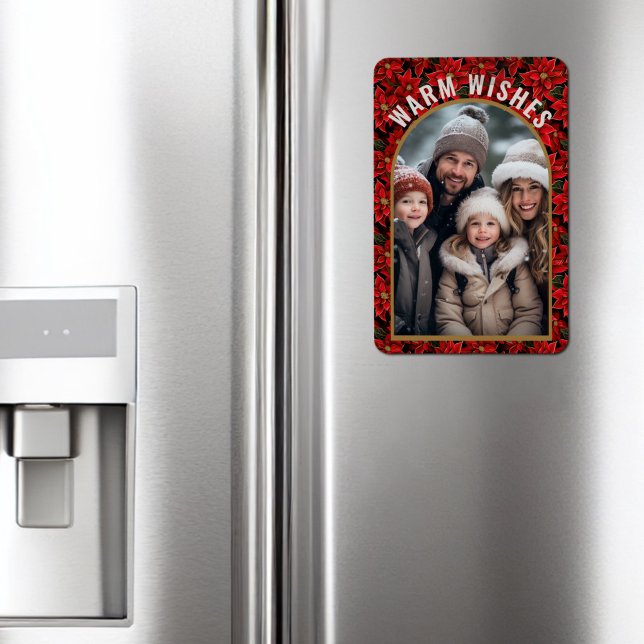 Magnet Flexible Poinsettie de Noël Rouge Photo personnalisée (Créateur téléchargé)