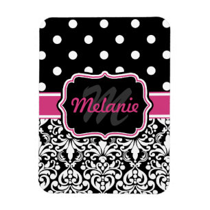 Magnet Flexible Point de Polka noir rose chaud