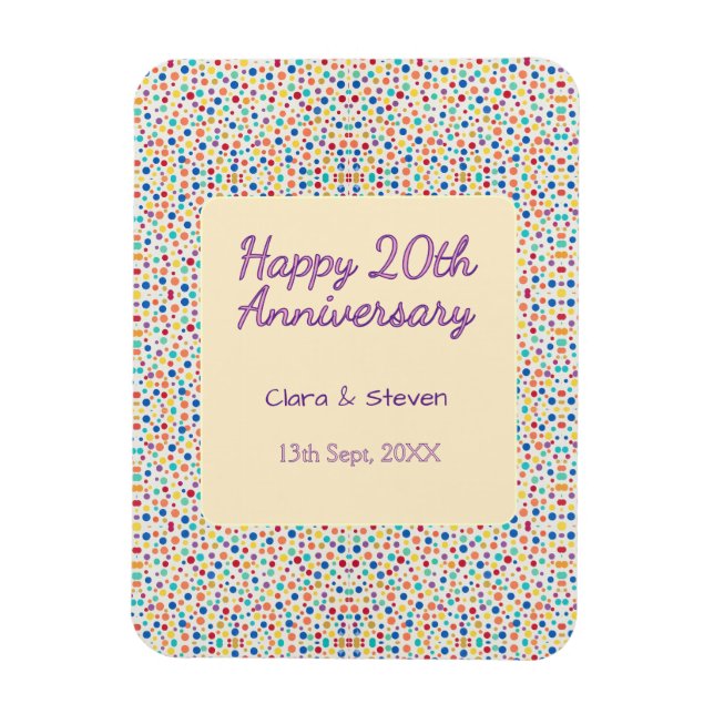 Magnet Flexible points de polka arc-en-ciel 20e anniversaire viole (Vertical)