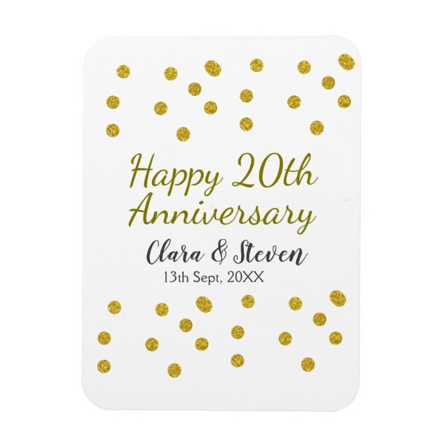 Magnet Flexible Points dorés scintillent joyeux 20e anniversaire d (Vertical)