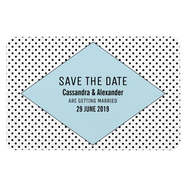 Magnet Flexible Pois modernes bleus sauvez la date (Horizontal)