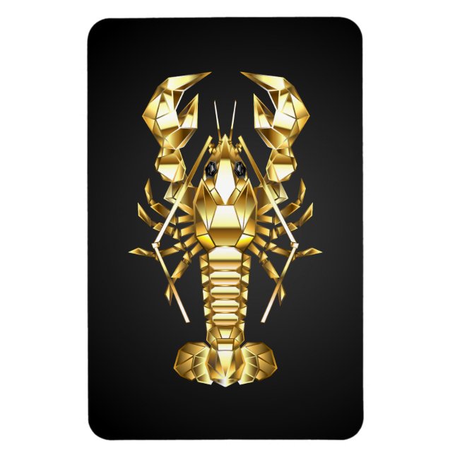 Magnet Flexible Poisson à langouste polygonale dorée sur noir (Vertical)