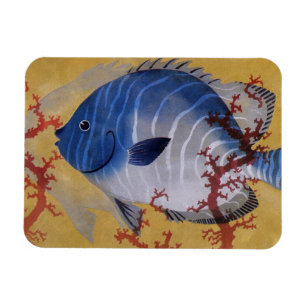 Magnet Flexible Poisson bleu tropical Vieille illustration de la v