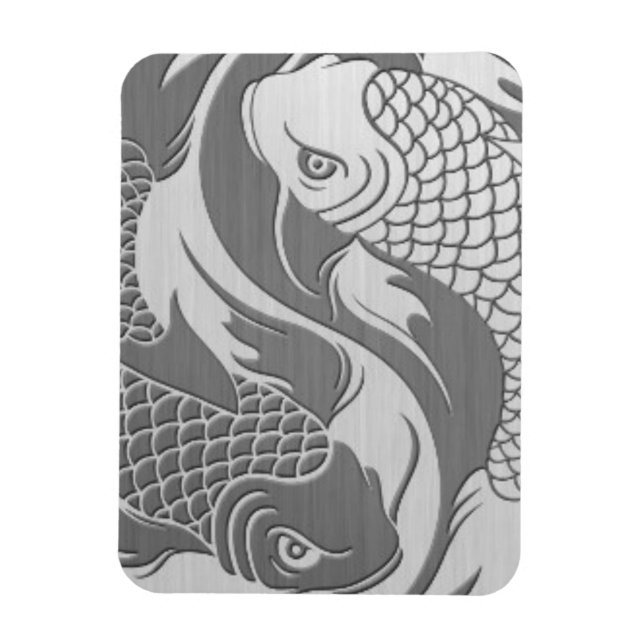 Magnet Flexible Poisson Yin Yang Koi avec effet acier inoxydable (Vertical)