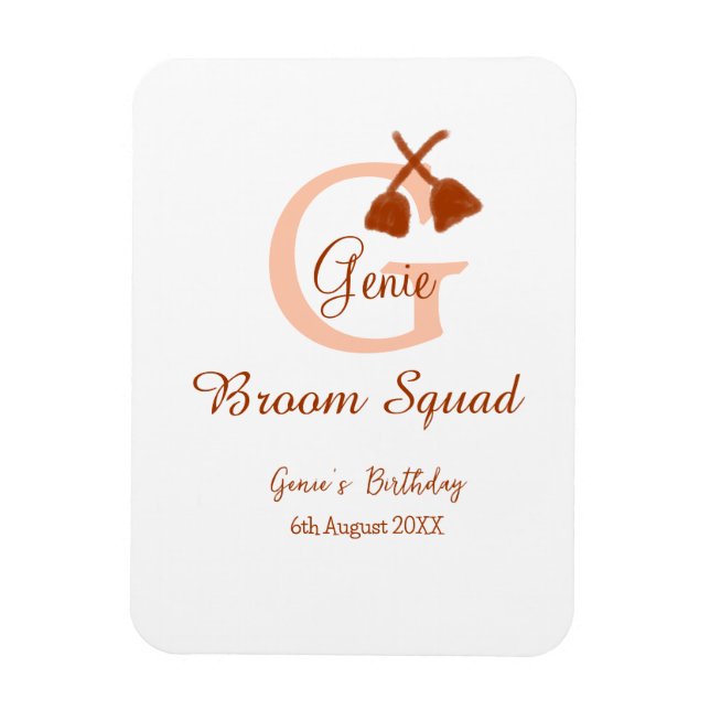 Magnet Flexible Poitrine Brown Squad Anniversaire Nom de la pêche  (Vertical)