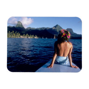 Magnet Flexible Polynésie française, Moorea. Femme appréciant la v