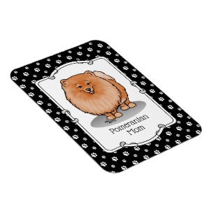 Magnet Flexible Pomeranian Maman Pom Maman (rouge orange) Mignonne