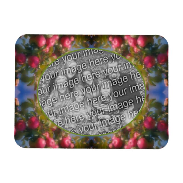 Magnet Flexible Pommes Rouges Sur Arbre Ajouter Votre Photo (Horizontal)