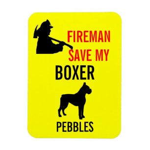 Magnet Flexible Pompier Sauvez Mon Boxer Chien Sécurité incendie