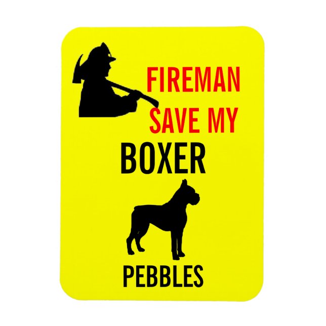 Magnet Flexible Pompier Sauvez Mon Boxer Chien Sécurité incendie (Vertical)