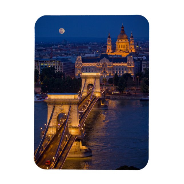 Magnet Flexible Pont à chaîne et Pleine lune à la nuit (Vertical)