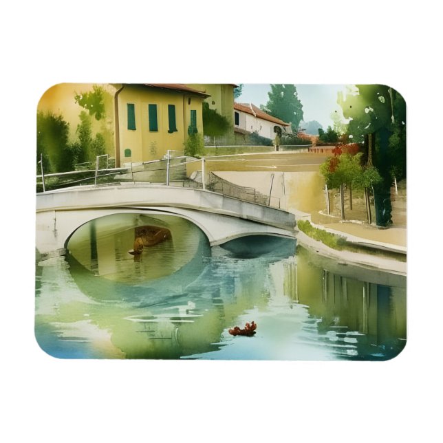 Magnet Flexible Pont de canal vue aquarelle  (Horizontal)