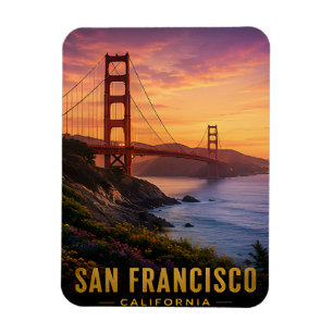 Magnet Flexible Pont Golden Gate Coucher de soleil San Francisco C